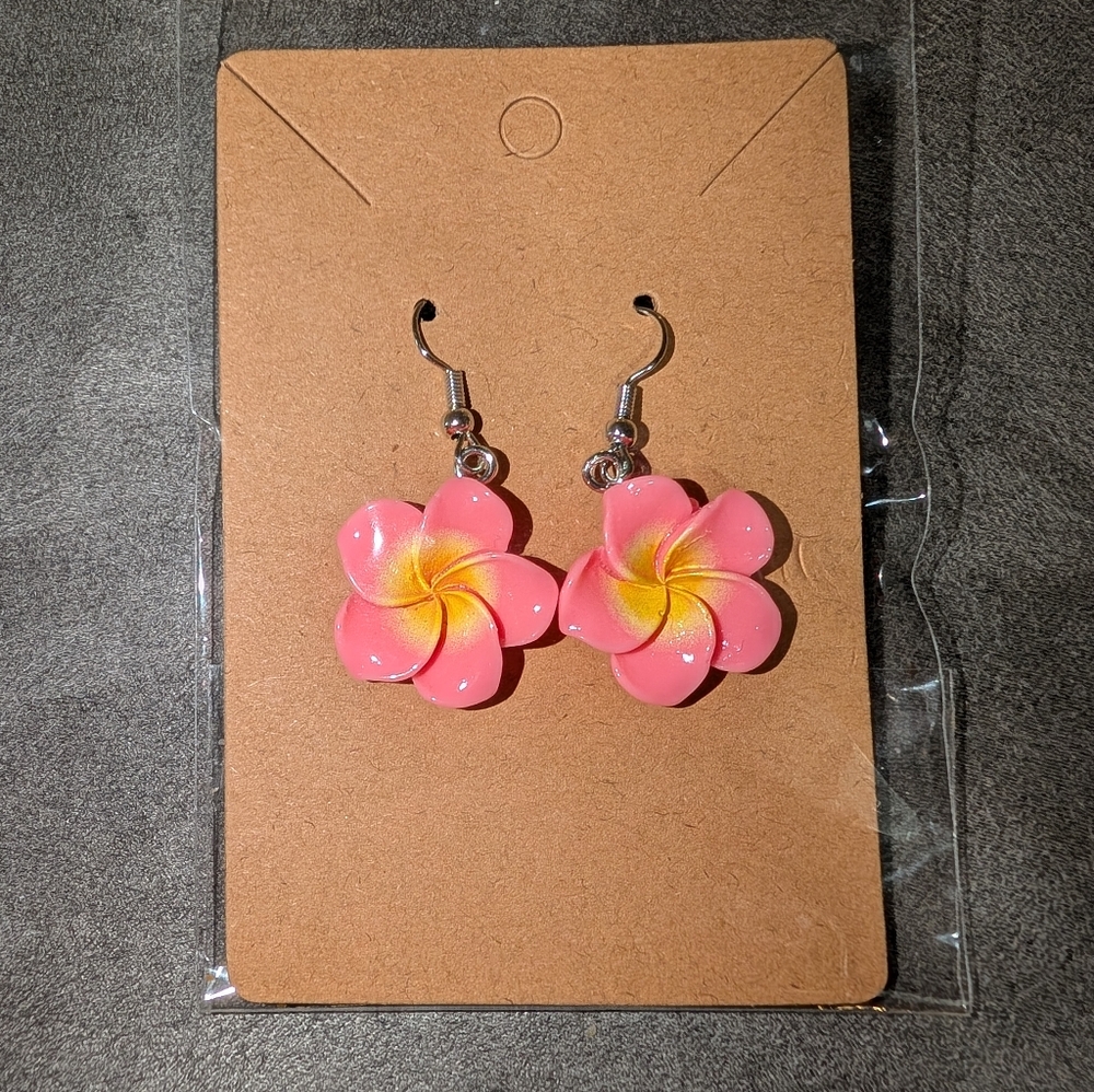 Pink and Yellow Flower Earrings
